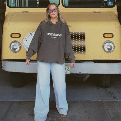 Vintage Washed Frayed-Hem Hoodie
