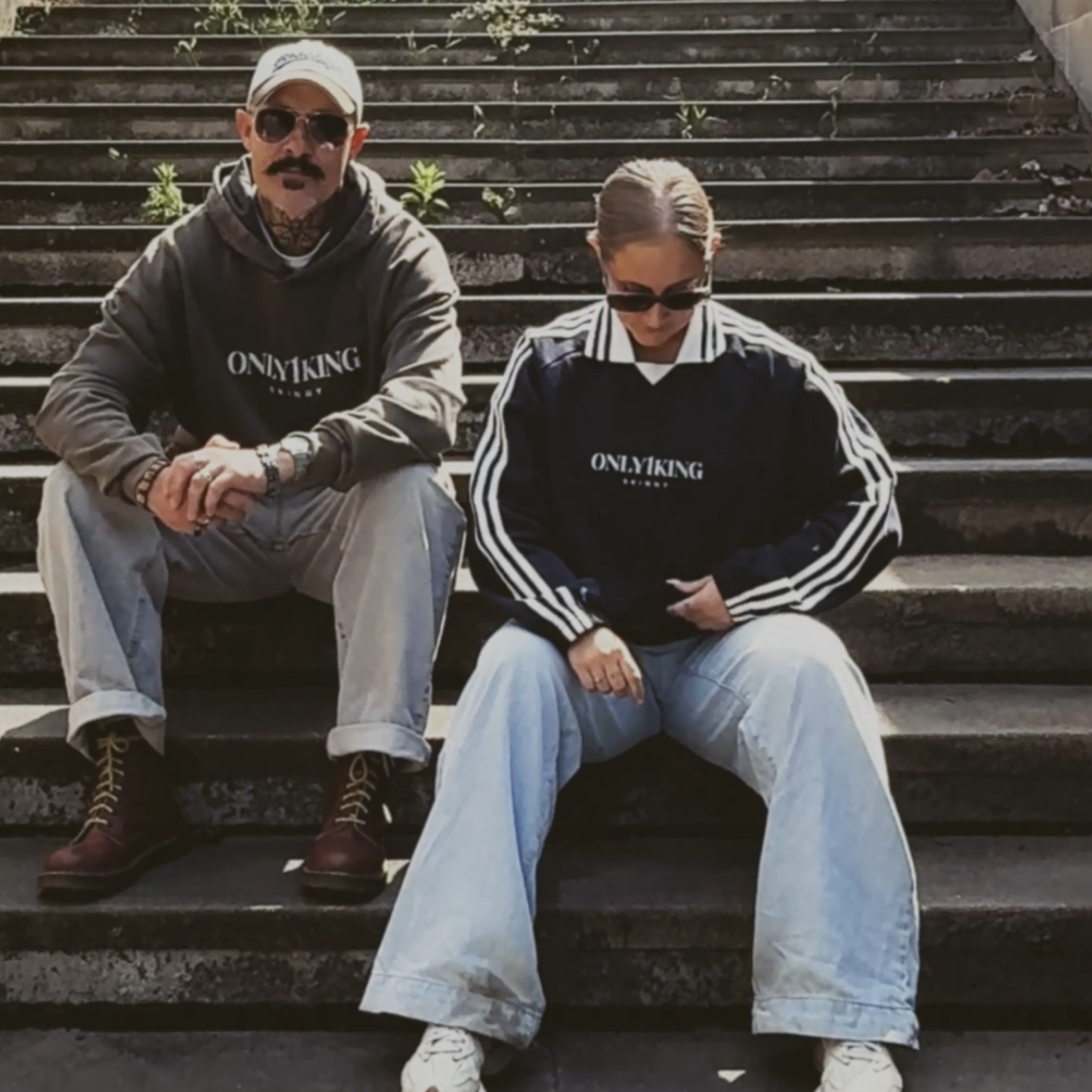 Contrast Striped Lapel Collar Sweatshirt