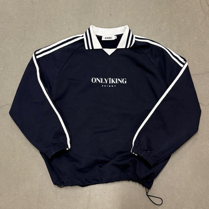Contrast Striped Lapel Collar Sweatshirt