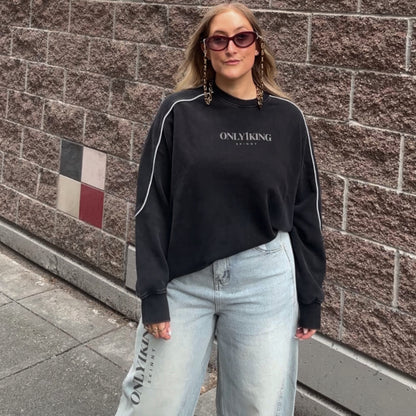 Mineral Wash Piping Raw Hem Sweatshirt