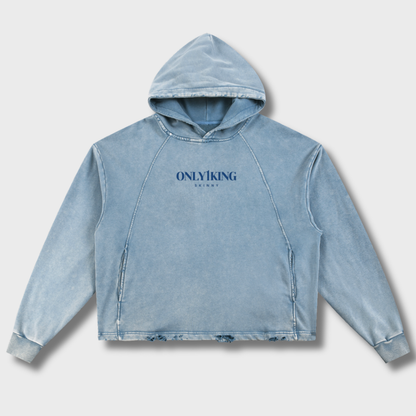 Vintage Washed Frayed-Hem Hoodie