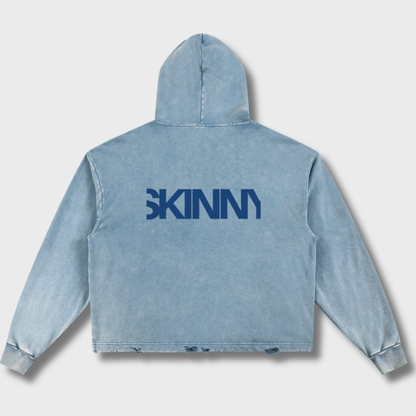 Vintage Washed Frayed-Hem Hoodie