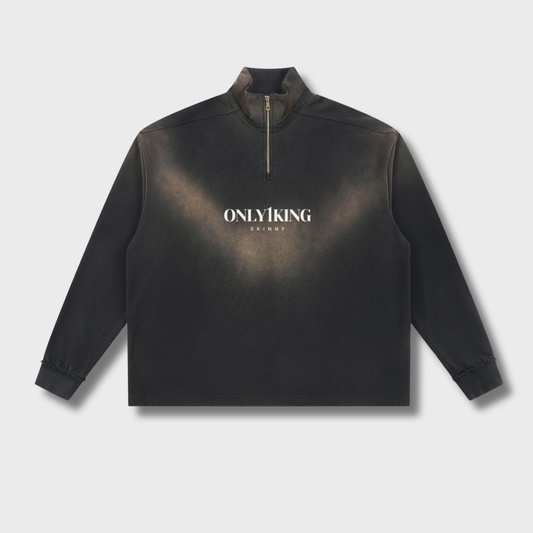 Sun Fade Raw Edge Quarter-Zip Sweatshirt