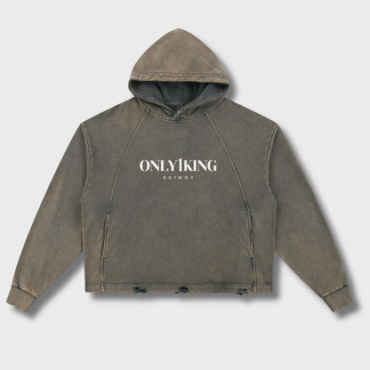 Vintage Washed Frayed-Hem Hoodie