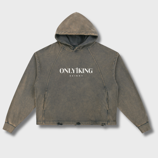 Vintage Washed Frayed-Hem Hoodie
