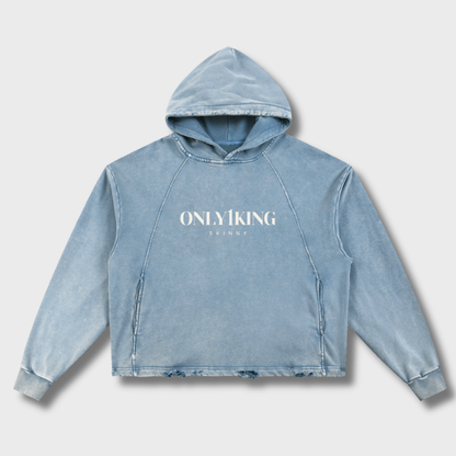 Vintage Washed Frayed-Hem Hoodie