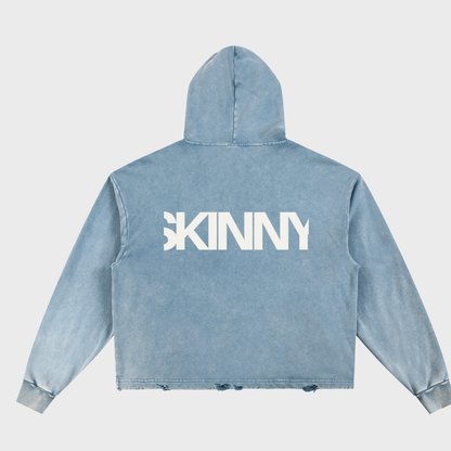 Vintage Washed Frayed-Hem Hoodie