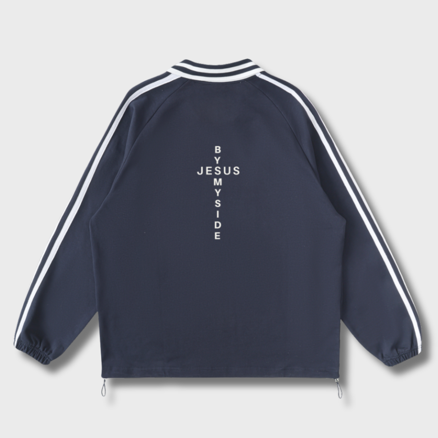 Contrast Striped Lapel Collar Sweatshirt