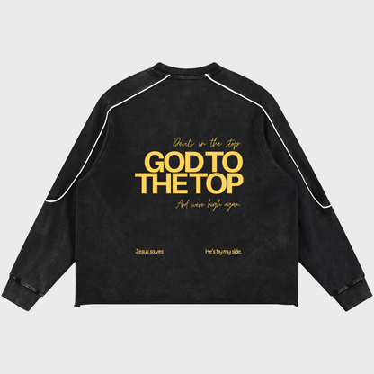 Mineral Wash Piping Raw Hem Sweatshirt