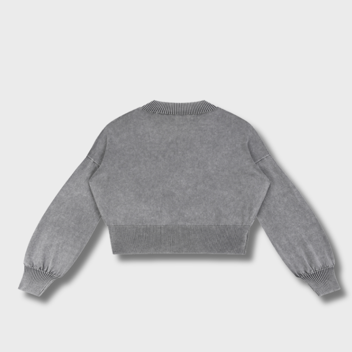 Mineral Wash Balloon Sleeve Cropped Sweater